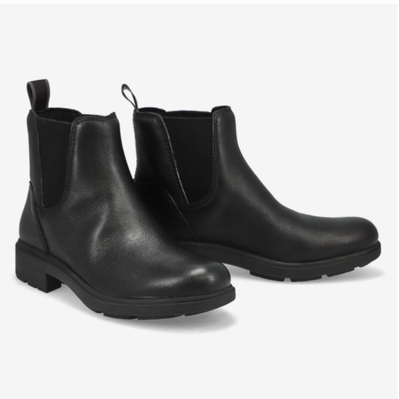 UGG Leather Harrison Moto Chelsea Ankle Boot Black Waterproof